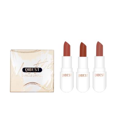 QiBest Mini Capsule Lipstick 6 Piece Set Velvet Matte Lipstick Long Lasting Moisturizing Gloss Safe Matte Lipstick Makeup Gift (C)