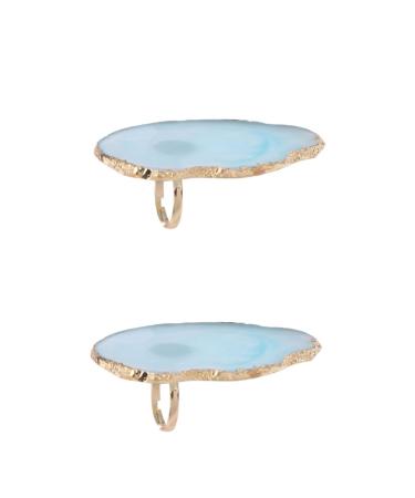 minkissy 2 Pieces Ring Painting Drawing Color Plate Mini Ring Plates Nail Polish Resin Palette Nail Art Manicure Palette Texture Tray Display Board