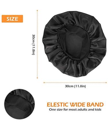Satin Sleep Cap Set for Women - Elastic Wide Band Bonnet for Good Night Sleep (3 Pieces, Silver, Black, Wine Red) - Buy Online on GoSupps.com