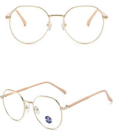 Zhenqi Oval Frame Fashion Glasses for Ladies - Ultra Echo Anti-Glare Blue Light Blocking Gaming & Reading Specs in Gold - Buy Online on GoSupps.com