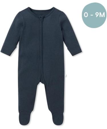 MORI Ribbed Zip Up Sleepsuit - Organic Cotton & Bamboo Unisex Footed Pyjama - 18-24 Months (Navy) - Buy Online on GoSupps.com