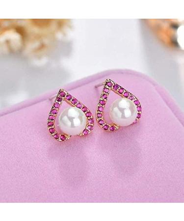 Ear Stud Earrings for Women Female Fashion Round Ear Clips Personality Love Zircon Inlaid Hollow Needle Ear Line Party Gift e Ear Studs - Buy Online on GoSupps.com
