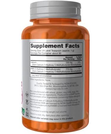 Now Foods Sports HMB Powder 3.2 oz - Enhance Performance & Muscle Recovery - Buy Online on GoSupps.com