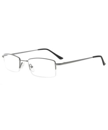 Eyekepper Half-Rim Reading Glasses with Flex Memory Titanium Bridge Bendable For Men Women (Gunmetal +2.00)