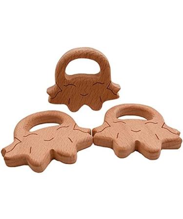 Wendysun 10pcs Cartoon Wood Teether Baby Teething Nursing Toy - Animal Cookies Shape, Natural Beech Teether for DIY Pendant - Buy Online on GoSupps.com