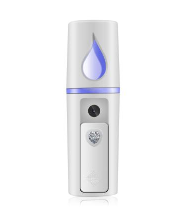 Nano Facial Mister Portable Mist Sprayer with Mirror Mini Cool Mist Spray for Skin Care & Facial Body Moisturized & Eyelash Extensions, USB Rechargeable (White)