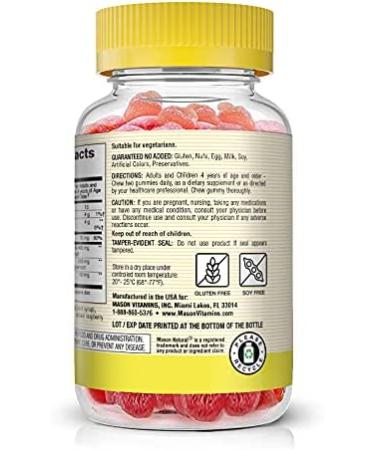 Mason Natural Elderberry Gummies with Echinacea & Propolis - Raspberry Flavor, 60 Count - Buy Online on GoSupps.com