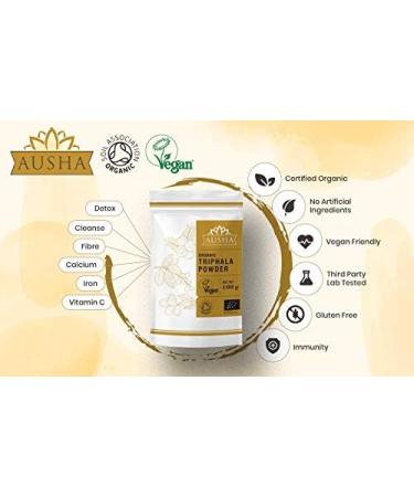 Ausha Organic Triphala Powder 100g - Constipation Relief | Digestive Cleanse with Vitamin C | Certified Organic by Soil Association - Buy Online on GoSupps.com