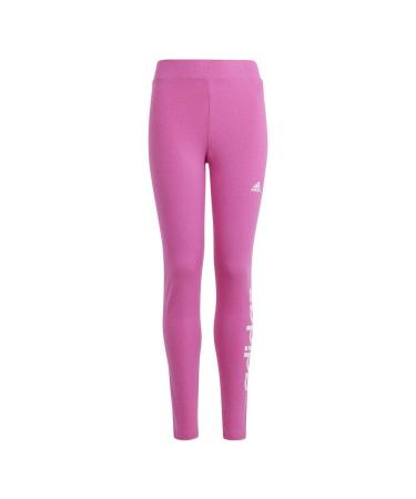 adidas Girls Essentials Linear Logo Cotton Tights Leggings 9-10 Years Semi Lucid Fuchsia/Clear Pink