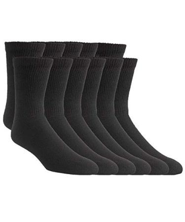 Comfort Finds Diabetic Crew Socks Size 10-13 Breathable Cotton Socks Loose Fitting Sock Non Binding Top Design Improve Foot Circulation Painful Swollen Feet Relief (Black 6 Pairs)