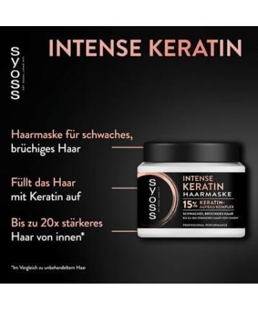  Syoss SYOSS Set of 3 Intensive Keratin Hair Masks (3 x 400 ml) - Premium Hair Treatment for Weak and Brittle Hair - With a 15% Keratin Building Complex - Buy Online on GoSupps.com
