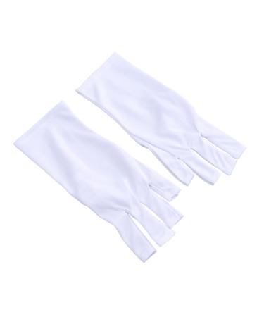 DOITOOL Cotton Glove Manicure Glove 1 Pair manicure gloves UV shield glove half-finger gloves anti UV glove nail short white Gel Manicure Gloves Silicone Ear Display