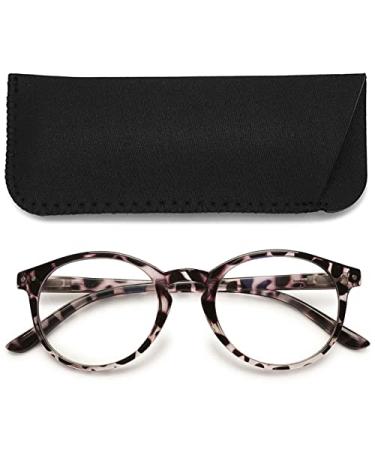 Blue Light Blocking Reading Glasses Spring Hinges Round Eyeglasses Computer Readers for Women Leopard 1.75 x