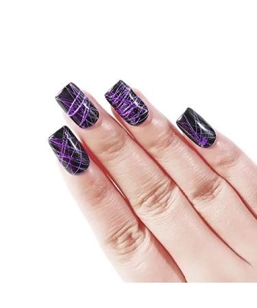Huhebne 6-Piece Silk Artificial Nail Set - DIY Soaking Design with UV Lacquer Long Lifespan & Elasticity - Buy Online on GoSupps.com