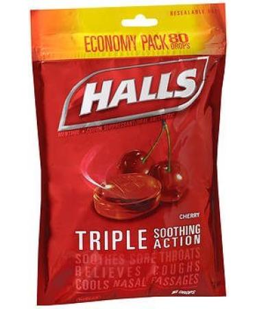 Halls Cough Suppressant Drops Cherry - 80 ct Pack of 4