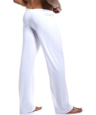 K-Men Mens Ice Silk Low Rise Yoga Pants - White, Medium - Buy Online on GoSupps.com