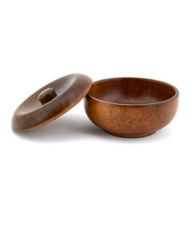 Grandslam Wooden Shaving Bowl with Lid Shaving Soap Bowl for Men Easy to Lather Fits Wet Shaving (Oak Wood) Brown