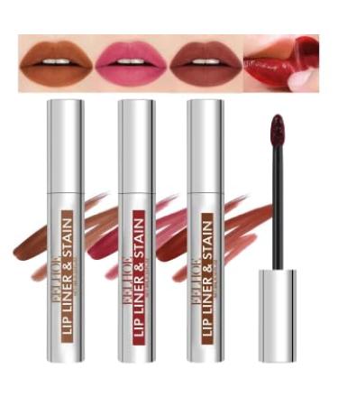 3 Colors Peel Off Lip Liner Stain - Long Lasting - Waterproof - Peel Off - Removable Lip Pencil - Highly Pigmented - Matte Finish - Nude - For Women and Girls