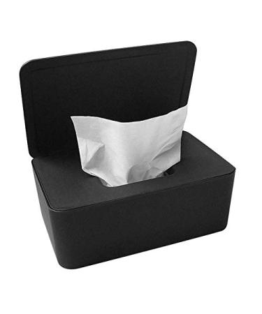 QKFON storage box for wet wipes wet wipes for dry and wet tissue paper napkin holder wet wipes donor holder with lid for home and office (black)