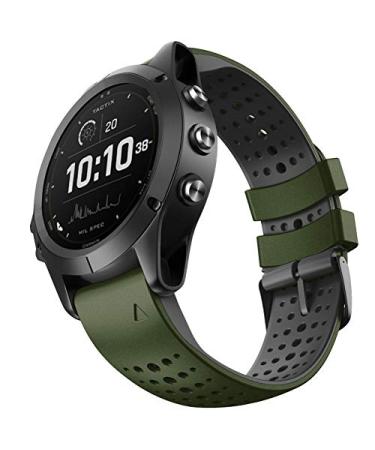 NotoCity Fenix 6 Band 22mm Soft Silicone Watch Bands for Fenix 7/Fenix 6/ Fenix 5/Fenix 5 Plus/Fenix 6/Fenix 6 Pro/Forerunner 935/945/Approach S60/S62/ Epix Army green-black