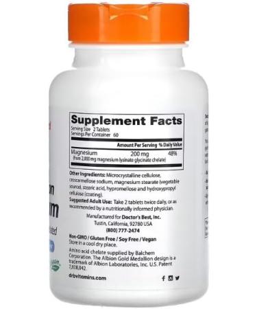 Doctor's Best - High Absorption Magnesium | 100mg - 120 Tablets - Buy Online on GoSupps.com