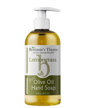 Brittanie's Thyme Organic Natural Hand Soap  16 oz (Lemongrass) Moisturizing Castile Soap Made Olive Oil And Natural Luxurious Essential Oils. Vegan  Gluten & Cruelty Free