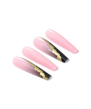 Brishow French Press-On Nails - Long Ballerina Acrylic with Gold Glitter 24-Piece Set for Women & Girls - Buy Online on GoSupps.com