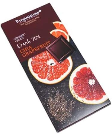 Benjamissimo Organic Vegan Chocolate Bars 70g (Chia Grapefruit Single) Chia Grapefruit Single - Buy Online on GoSupps.com