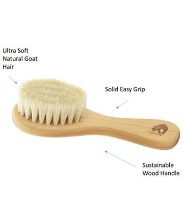 Natural Soft Newborn Baby Brush Set with Goat Hair Bristles and Eco-Friendly Wood Handle - Buy Online on GoSupps.com