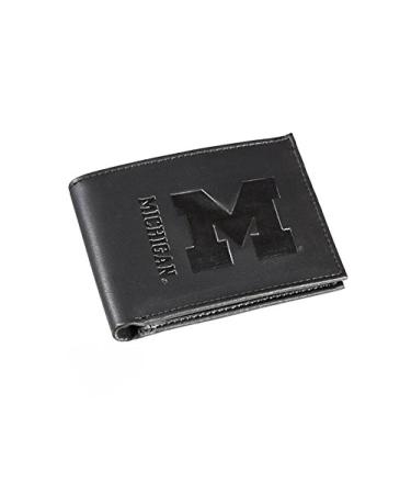 Team Sports America NCAA Michigan Wolverines Black Wallet | Bi-Fold | Officially Licensed Stamped Logo | Made of Leather | Money and Card Organizer | Gift Box Included