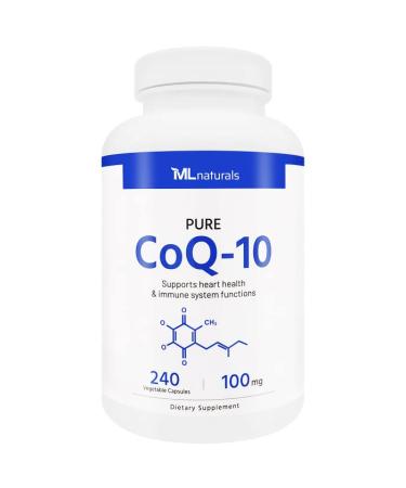 ML Naturals Pure CoQ-10 100 mg 240 Vegetable Capsules. Supports Heart Health, and Immune System Functions, Third-Party Lab Tested 240 Count (Pack of 1)