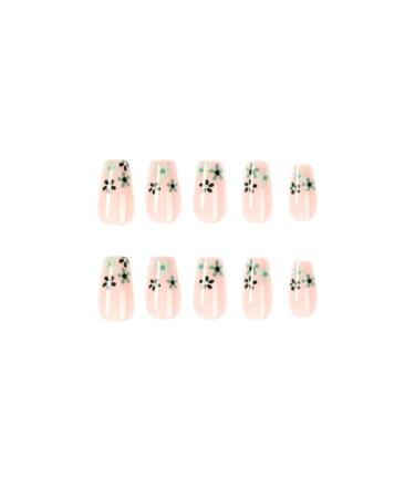 Justotry 24-Piece Floral Coffin Nails Medium Length Green French Press-On Artificial Nails for Women - Buy Online on GoSupps.com