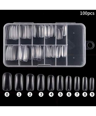 100 Pack Acrylic Long Coffin Nail Tips - Natural Fake Nails with Clear Box | 10 Sizes - Buy Online on GoSupps.com