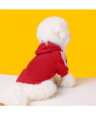 Ducomi Dog Sweater with Hood - Warm & Soft Red Pet Clothing for All Sizes & Breeds | Perfect for Puppies - Buy Online on GoSupps.com