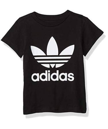 adidas Originals Unisex-Youth Little Girls' Trefoil Tee Small Black/White/White