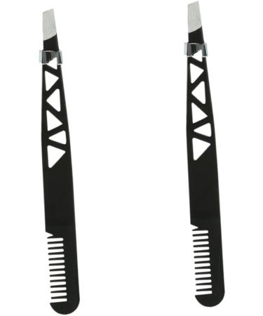 Healeeved Eyebrow Tweezers Set - 6 Dual Use Makeup Tools & Accessories for Perfect Brows | 3 Black Tweezers 10x1cm - Buy Online on GoSupps.com