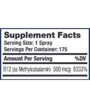 Pure B-12 Spray 500 mcg - Fast Absorption Energy Boost - 1 fl oz - Buy Online on GoSupps.com