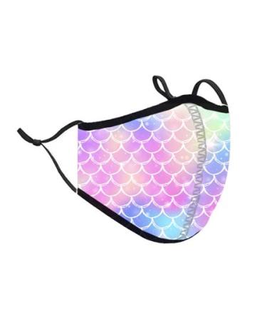 Top Trenz Kids Face Wrap Cloth Reusable Fashion Mask Ages 3-7 (Mermaid Tail)
