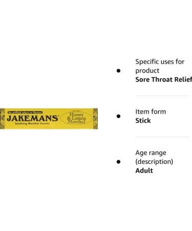 Jakemans Honey & Lemon Flavour - 41g stick pack - Pack of 3 - Soothing menthol sweets - Suitable for vegetarians - Buy Online on GoSupps.com