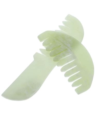 Hapinary 2 pieces Jade Kamm head massage coms scalp combat scalp massage combs scrape scalp massage devices jade combs scalp massage tools portable comb scrub massage