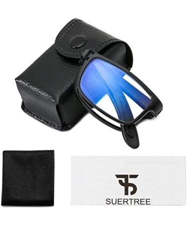 Suertree Foldable Reading Glasses with Blue Light Filter - TR90 Portable Visual Aid for Men & Women - +4.0x Square with PU Etui - Buy Online on GoSupps.com