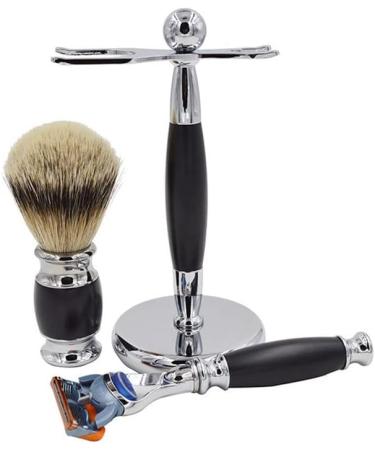 Shop HRTC Men's Rasier Brush & Silver Spy Dachhaar Razor Set - Fashionable Safety Shaving Brush Holder & Bowl 9.5x15cm - International Shipping Available - Buy Online on GoSupps.com