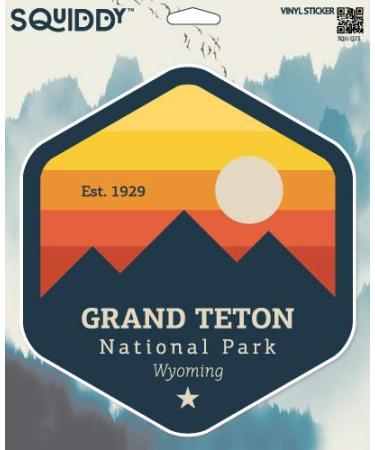 Squiddy Grand Teton National Park Wyoming - Vinyl Sticker Decal for Phone, Laptop, Water Bottle (3" Tall)