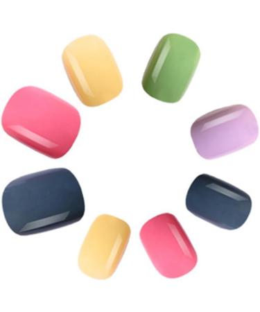 Qyrugcxs Rainbow Jumping Colours False Nails Solid Colour Macaroon Nails Wearable Press on Nails Full Cover Nail Tips - Buy Online on GoSupps.com