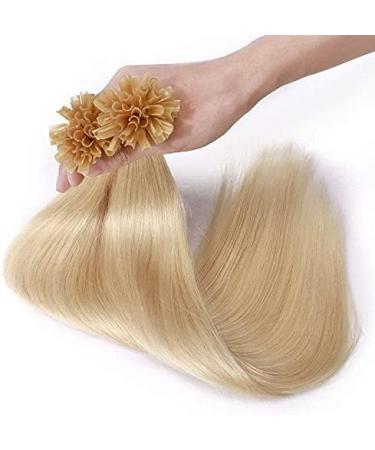 Silk-co U Tip Hair Extensions Human Hair Real Remy Keratin Nail Tips 100g 100S Strands #60 Platinum Blonde 22inch Long Straight - Buy Online on GoSupps.com