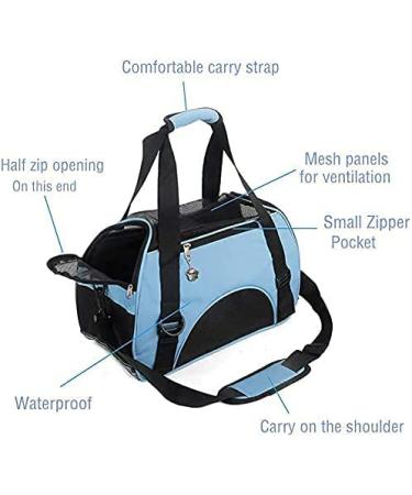 ZaneSun Soft-Sided Cat Carrier for Travel - Airline Approved Portable Pet Bag in Small Blue - Buy Online on GoSupps.com