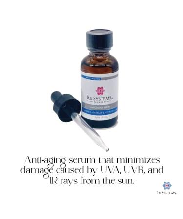 Antioxidant Serum C - 20% Vitamin C Face Serum for Glowing Skin Anti-Aging UV Protection - Brightens Skin Helps Blemishes - RX Systems PF - Buy Online on GoSupps.com