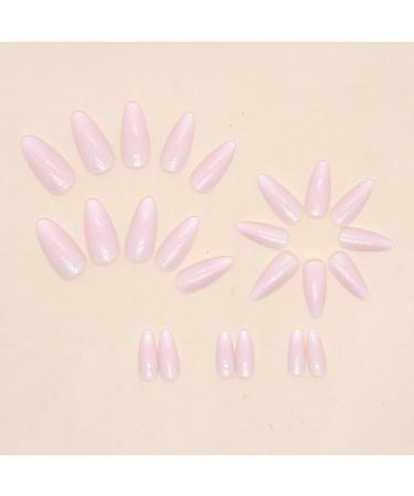 SINLOV Long Almond Fake Nails Pink Nude French False Nail Press on Nails Glossy Full Cover False Nails for Women and Girls - Buy Online on GoSupps.com