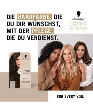  Schwarzkopf Creme Supreme Colour 5-1 Cool Brown (2 x 185 ml) permanent hair colour with serum and mask to protect against visible damage for 100% coverage - Buy Online on GoSupps.com