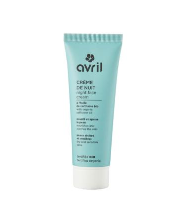 Avril - Organic Night Cream - Dry & Sensitive Skin - Organic Safflower Seed Oil - 99% Natural Origin - Ecocert Organic Certified - Made in France - 50ml